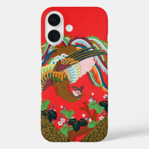 Funda iPhone 16 Arte vintage del ave fénix rojo japonés G.A. Audsl
