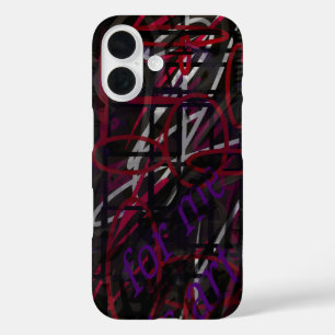 Funda iPhone 16 Artista Rebelde - Diseño abstracto de texto y graf