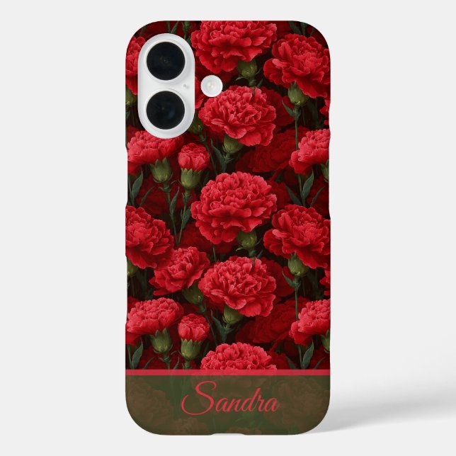 Funda iPhone 16 Artistic Christmas Gift Carnation Flower Name (Reverso )