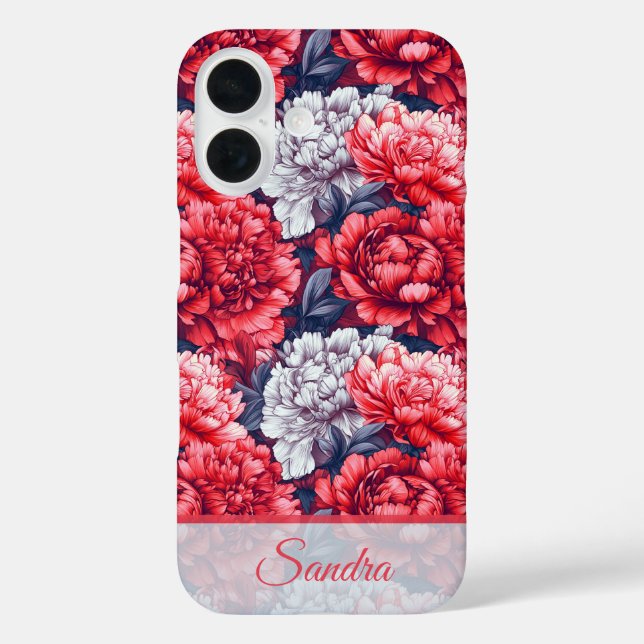 Funda iPhone 16 Artistic Housewarming Gift Peony Name (Reverso )