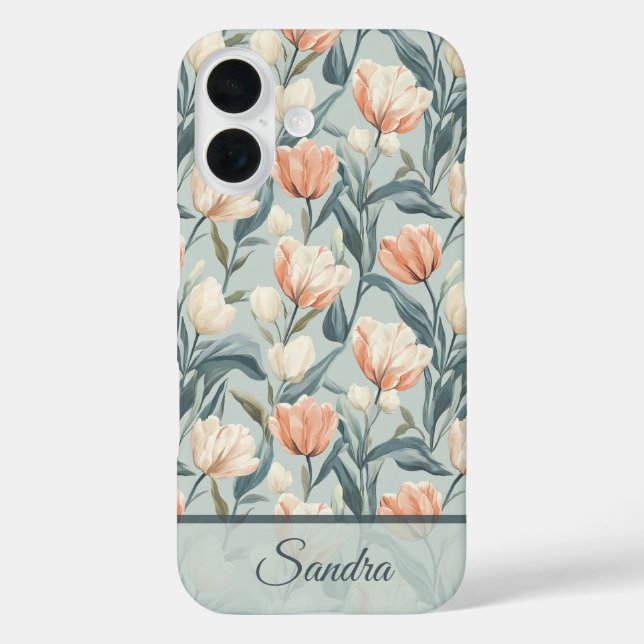 Funda iPhone 16 Artistic Valentine Gift Tulip Name (Reverso )