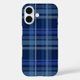 Funda iPhone 16 Aseo azul marino Tartán Cute Retro Estético