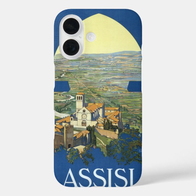 Funda iPhone 16 Asís Italia Arte de viaje vintage Basílica de Fran (Reverso )