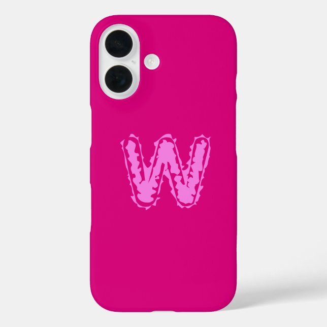 Funda iPhone 16 Asombroso Monograma rosa en rosa (Reverso )