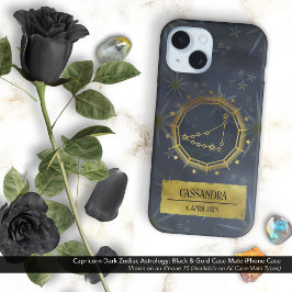 Funda iPhone 16 Astrología Zodiaca Oscura de Capricornio: Negro y
