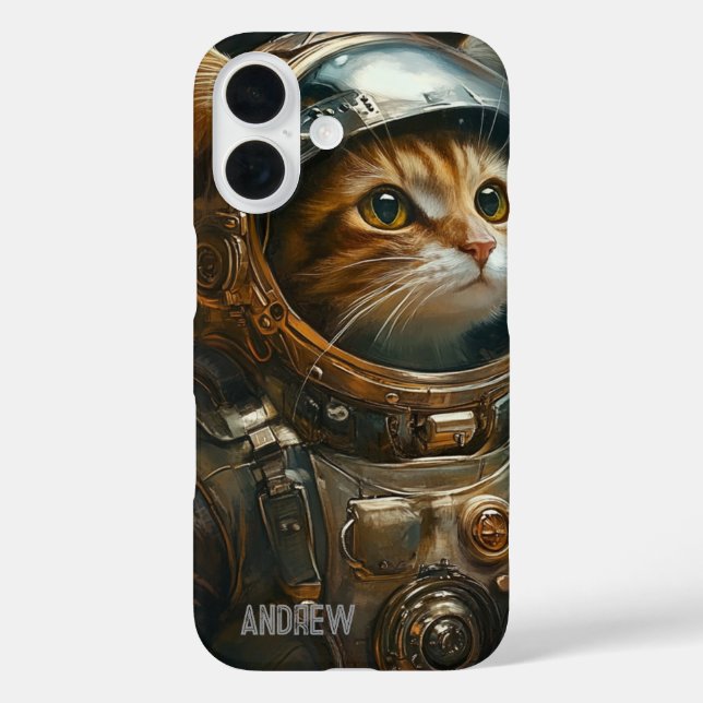 Funda iPhone 16 Astronauta del gato Steampunk personalizada (Reverso )