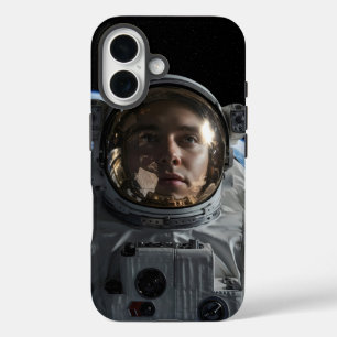 Funda iPhone 16 Astronauta flotando en el espacio con la Tierra vi
