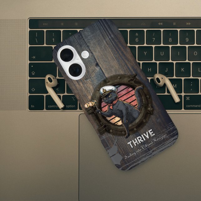 Funda iPhone 16 Atardecer de gato negro: un viaje a VIAJAR (Black Cat Sunset: A Voyage to THRIVE Case-Mate iPhone Case)