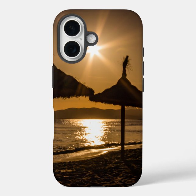 Funda iPhone 16 Atardecer en la playa, Mallorca, España (Reverso )