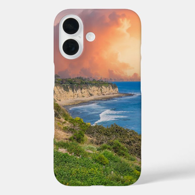 Funda iPhone 16 Atardecer en Point Dume en Malibu (Reverso )