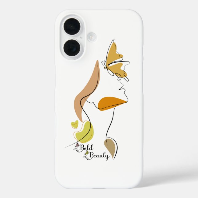 Funda iPhone 16 Audaz Belleza Mujeres Empoderamiento Face Line Art (Reverso )