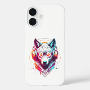 Funda iPhone 16 Auriculares Neon Cyber Wolf Y2K