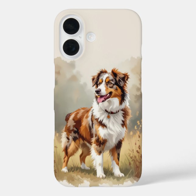 Funda iPhone 16 Australian Shepherd Dog Red Merle Aussie (Reverso )