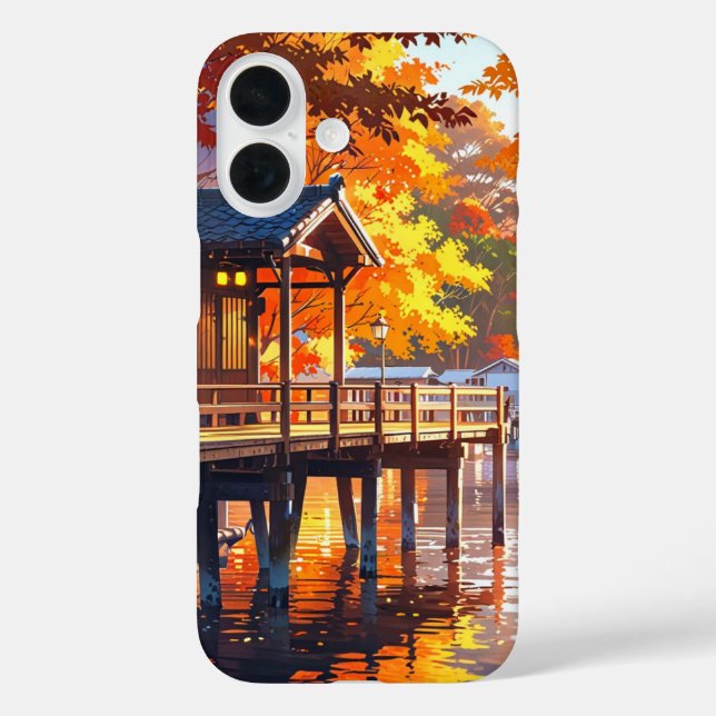 Funda iPhone 16 Autumn Lakeside Pier (Reverso )