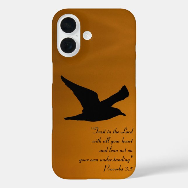 Funda iPhone 16 Ave cielo amarillo al atardecer en versículo de la (Reverso )