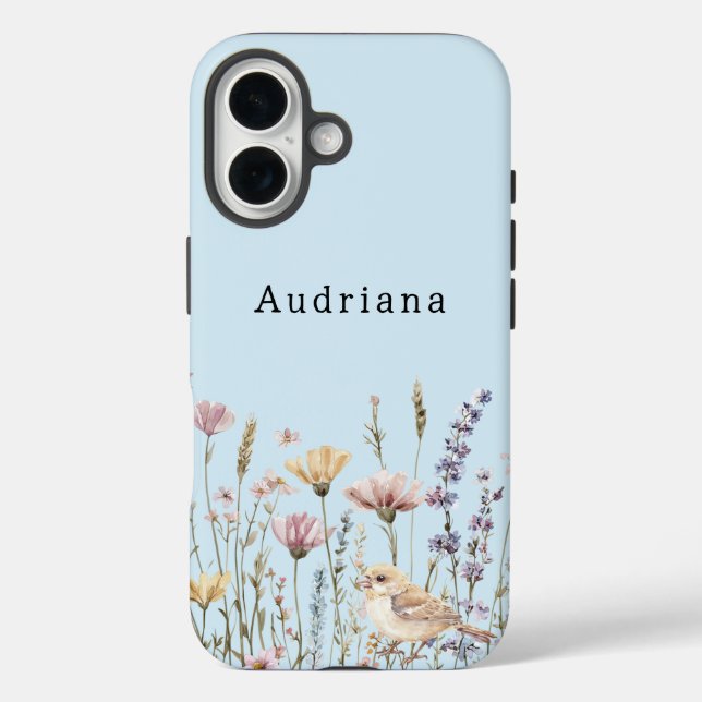 Funda iPhone 16 Ave en las flores (Reverso )