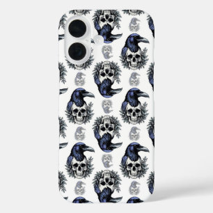 Funda iPhone 16 Ave negra en el diseño del patrón de Gótico de crá