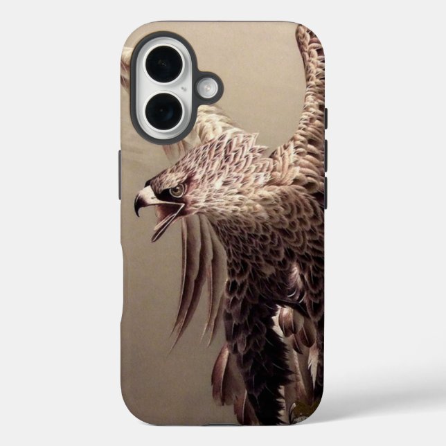 Funda iPhone 16 Ave salvaje divertida, águila estadounidense patri (Reverso )
