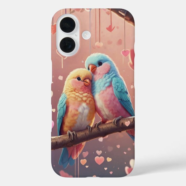 Funda iPhone 16 Aves de amor (Reverso )