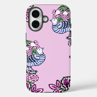 Funda iPhone 16 Aves de Arte Popular Flores Acorns