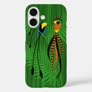 Funda iPhone 16 Aves de Paraíso de Colores Brillantes