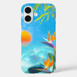 Funda iPhone 16 Aves del paraíso en la playa