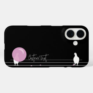 Funda iPhone 16 Aves divertidas de Bubblegum con un negro hilo