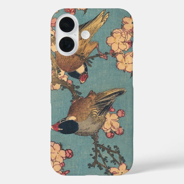 Funda iPhone 16 Aves flores Hokusai Arte Japonés (Reverso )