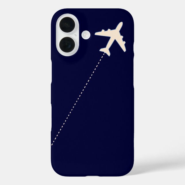 Funda iPhone 16 Avión de viaje con línea de puntos (Reverso )