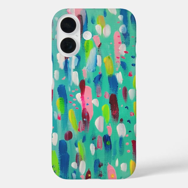 Funda iPhone 16 Azul abstracto de primavera  (Reverso )