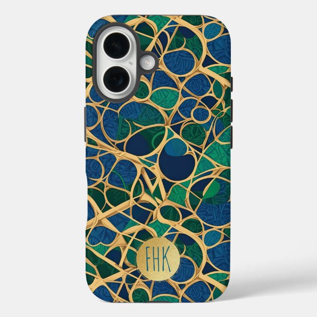 Funda iPhone 16 Azul marino, Verde azulado, Esmeralda (Reverso )