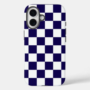 Funda iPhone 16 azul oscuro y blanco tachado