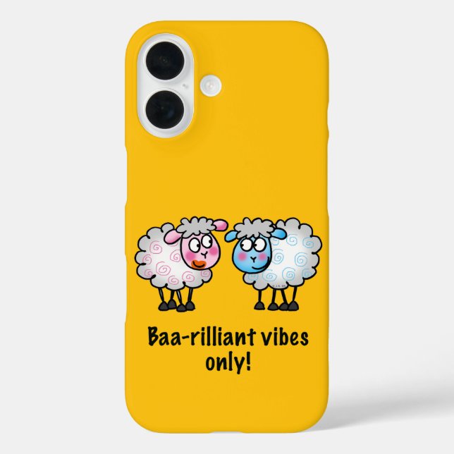 Funda iPhone 16 Baa-rilliant - Cute Cartoon Sheep Pair (Reverso )