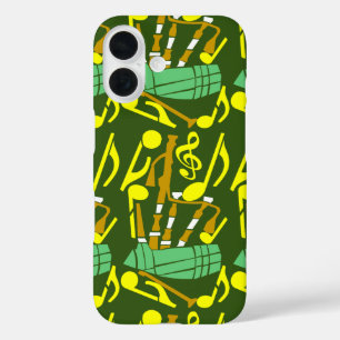 Funda iPhone 16 Bagpipes Yellow Music Notes