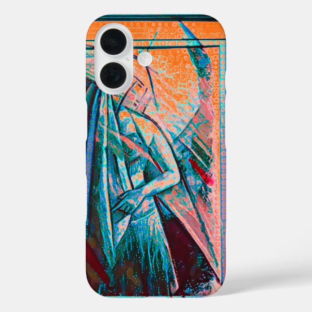 Funda iPhone 16 Bailarina Belly de arte decenal cubista (Reverso )