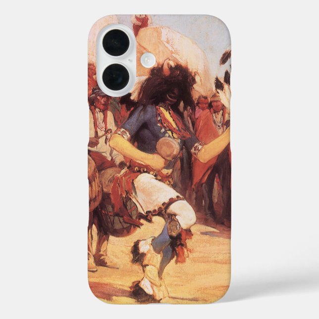 Funda iPhone 16 Bailarina de búfalo de nativos americanos de época (Reverso )