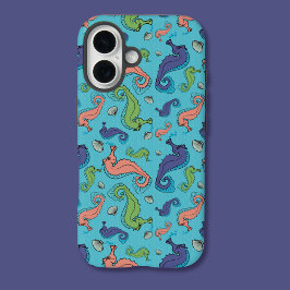 Funda iPhone 16 Bajo el mar - Hipómetros juguetones marinos y patr