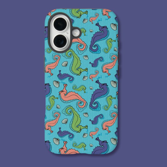 Funda iPhone 16 Bajo el mar - Hipómetros juguetones marinos y patr (Subido por el creador)