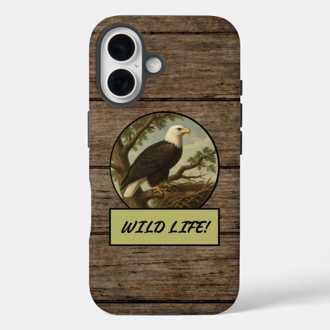 Funda iPhone 16 Bald Eagle Dark Wood Grano Funda-Mate iPhone Estuc (Reverso )