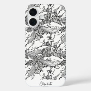 Funda iPhone 16 Ballena personalizado Negra Y Blanca De Rescate