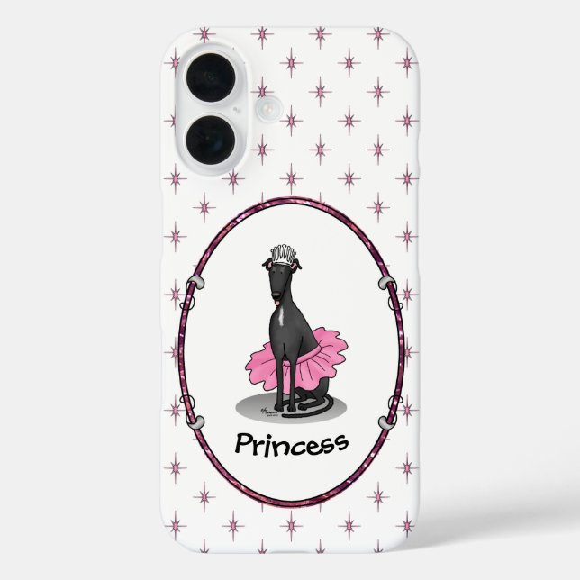 Funda iPhone 16 Ballet Ballerina Princess Greyhound Dog (negro) (Reverso )