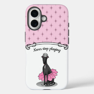 Funda iPhone 16 Ballet Ballerina Princess Greyhound Dog (negro)