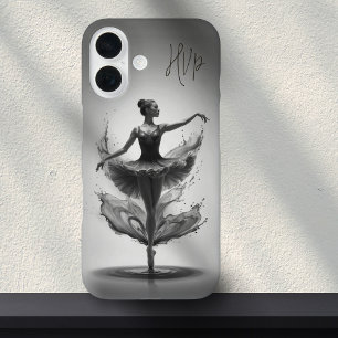 Funda iPhone 16 Ballet Personalizado de Iniciales Ballerina Rosada