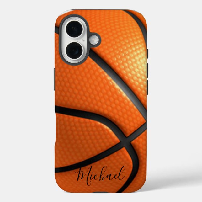 Funda iPhone 16 Baloncesto Añadir tu nombre Personalizable (Reverso )