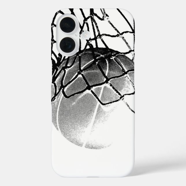 Funda iPhone 16 Baloncesto blanco y negro (Reverso )
