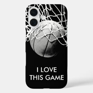 Funda iPhone 16 Baloncesto de amor blanco y negro