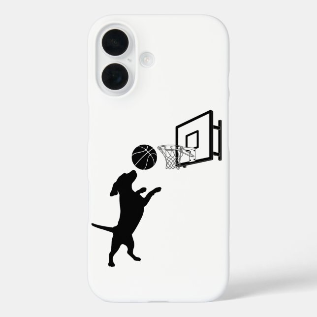 Funda iPhone 16 Baloncesto de animales de dibujos animados (Reverso )