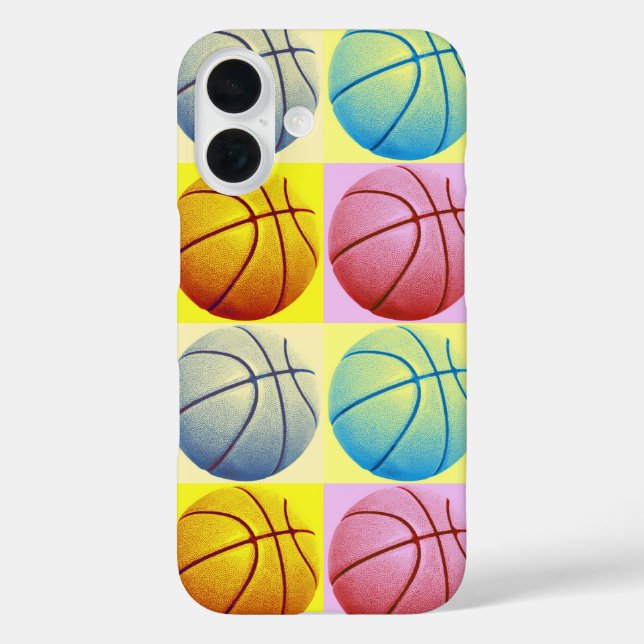 Funda iPhone 16 Baloncesto de arte pop (Reverso )