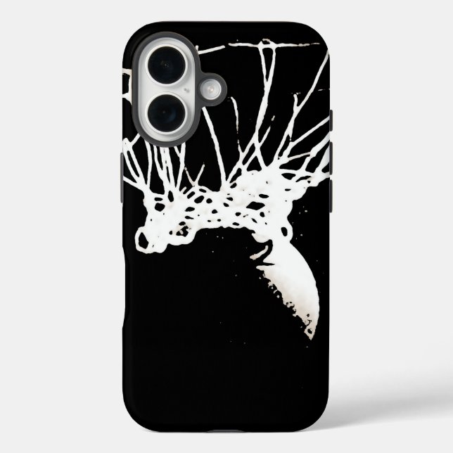 Funda iPhone 16 Baloncesto de arte pop blanco negro (Reverso )