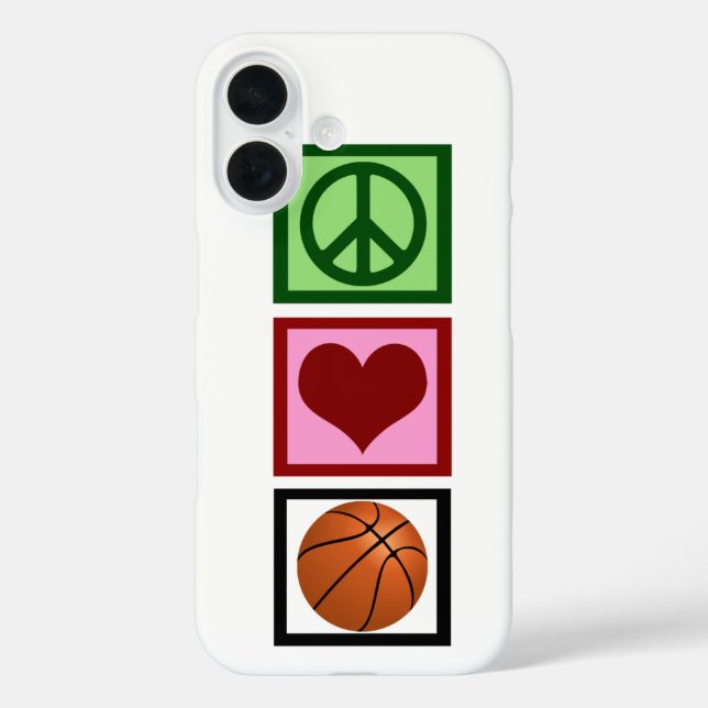 Funda iPhone 16 Baloncesto de Peace Love (Reverso )